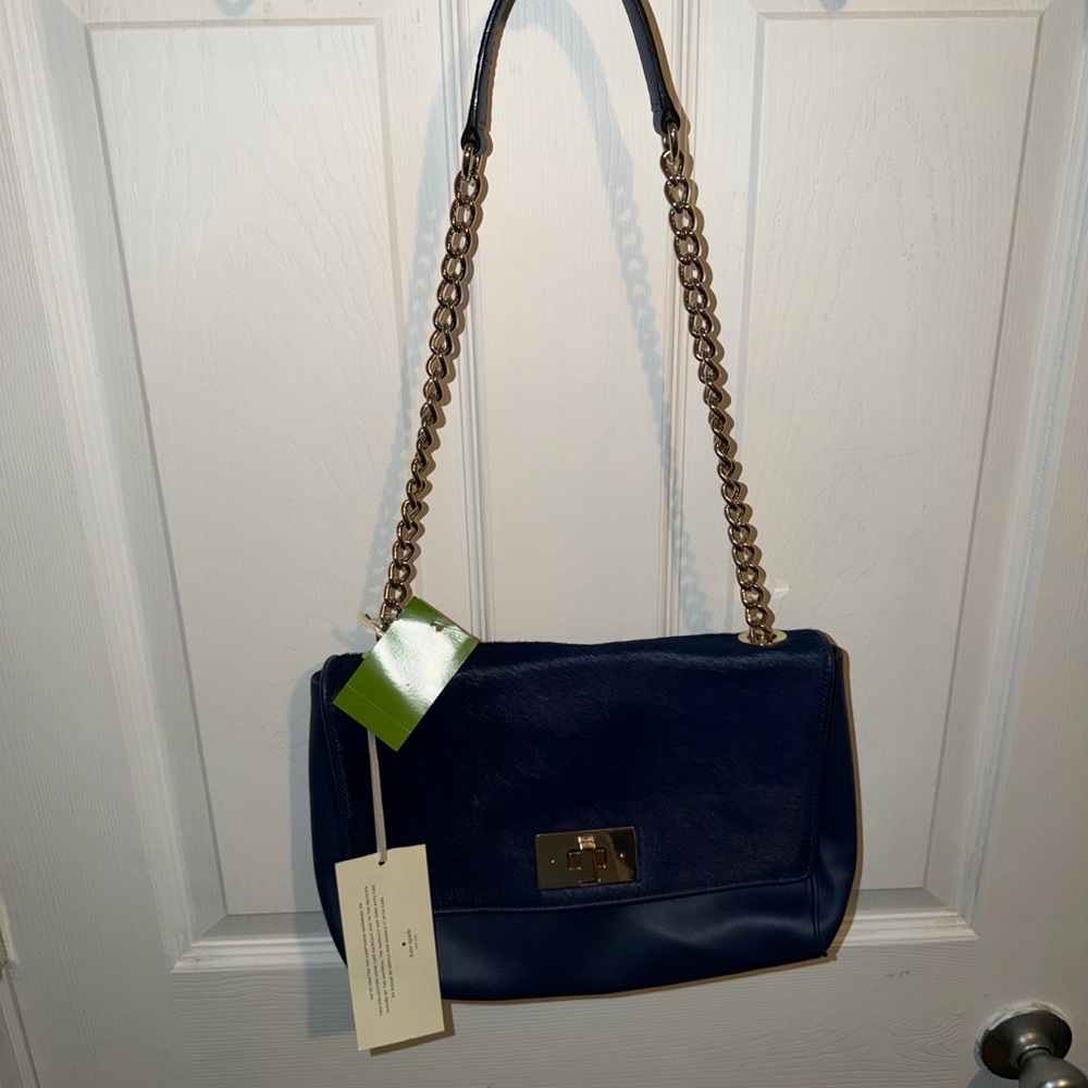 NWT Kate Spade Elegant Navy Blue Chain Strap Women's Bag